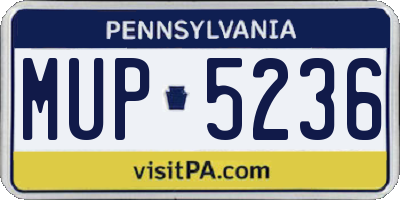 PA license plate MUP5236