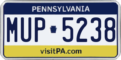 PA license plate MUP5238