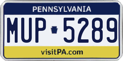 PA license plate MUP5289