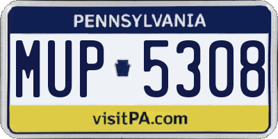 PA license plate MUP5308