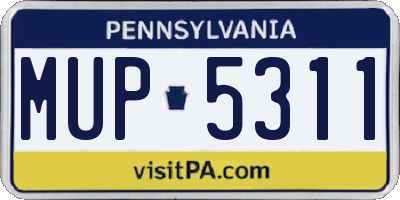 PA license plate MUP5311
