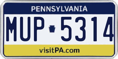 PA license plate MUP5314