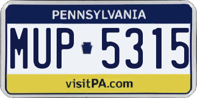 PA license plate MUP5315