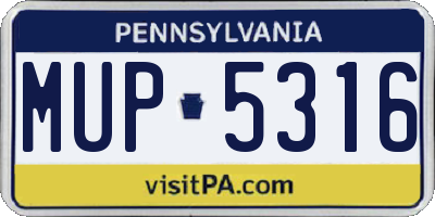 PA license plate MUP5316