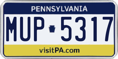 PA license plate MUP5317