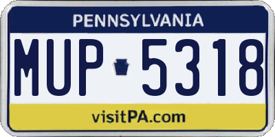 PA license plate MUP5318