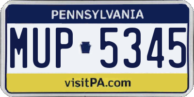PA license plate MUP5345