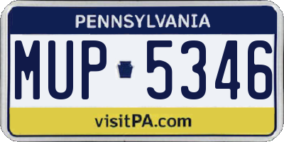 PA license plate MUP5346