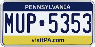 PA license plate MUP5353