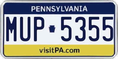 PA license plate MUP5355