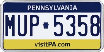 PA license plate MUP5358