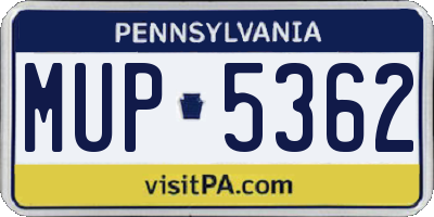 PA license plate MUP5362
