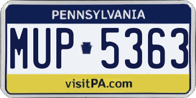 PA license plate MUP5363