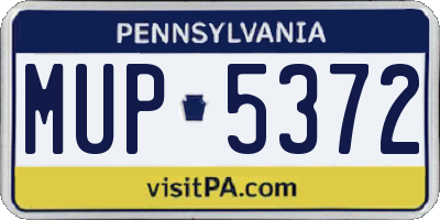 PA license plate MUP5372