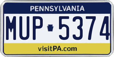 PA license plate MUP5374