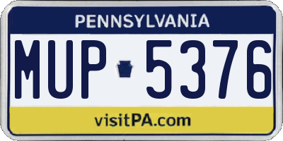 PA license plate MUP5376