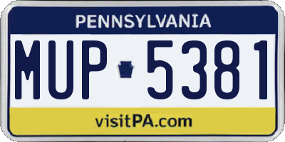 PA license plate MUP5381