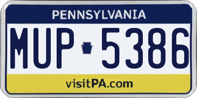 PA license plate MUP5386