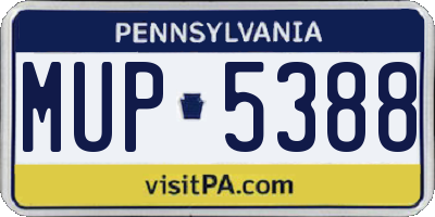 PA license plate MUP5388