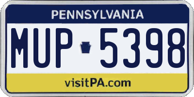 PA license plate MUP5398