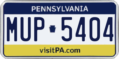 PA license plate MUP5404