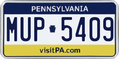 PA license plate MUP5409