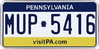 PA license plate MUP5416