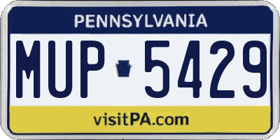PA license plate MUP5429