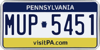 PA license plate MUP5451