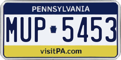 PA license plate MUP5453