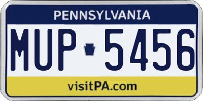 PA license plate MUP5456