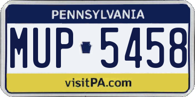 PA license plate MUP5458
