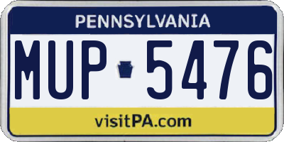 PA license plate MUP5476