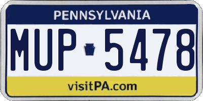 PA license plate MUP5478
