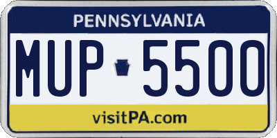 PA license plate MUP5500