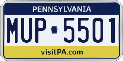 PA license plate MUP5501