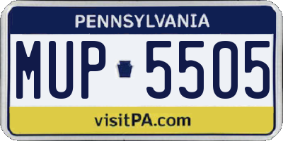 PA license plate MUP5505