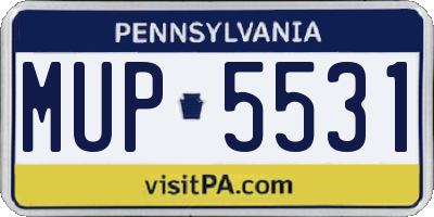 PA license plate MUP5531