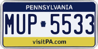 PA license plate MUP5533