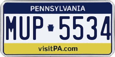 PA license plate MUP5534