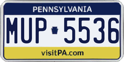 PA license plate MUP5536