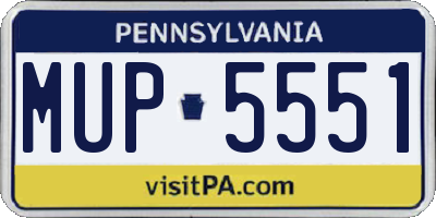 PA license plate MUP5551
