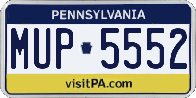 PA license plate MUP5552