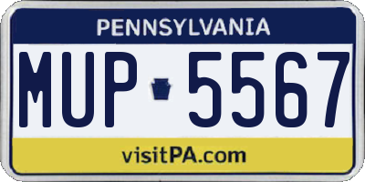 PA license plate MUP5567