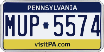 PA license plate MUP5574