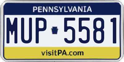 PA license plate MUP5581