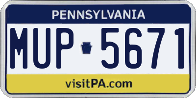 PA license plate MUP5671