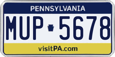 PA license plate MUP5678