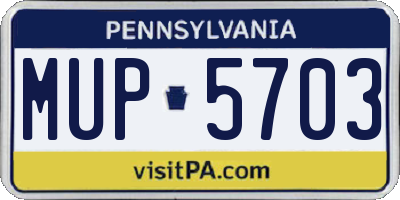 PA license plate MUP5703