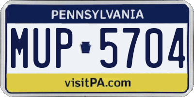PA license plate MUP5704